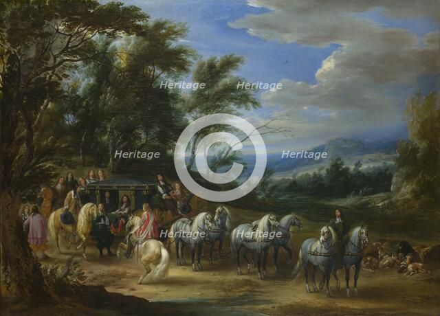 Philippe François d'Arenberg meeting Troops, 1662. Artist: Meulen, Adam Frans, van der (1632-1690)