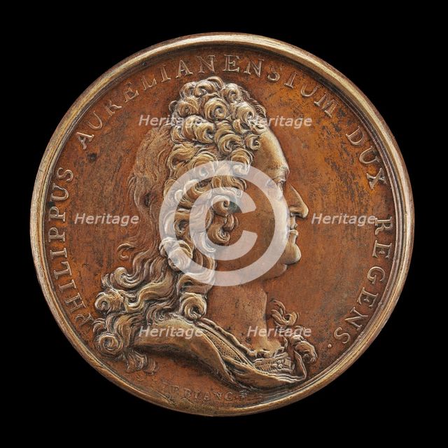 Philippe II, 1674-1723, Duc d'Orléans 1701, Regent of France 1715 [obverse], 1715. Creator: Jean Le Blanc.
