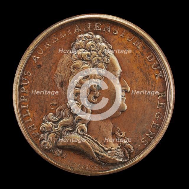 Philippe II, 1674-1723, Duc d'Orléans 1701, Regent of France 1715 [obverse], 1715. Creator: Jean Le Blanc.
