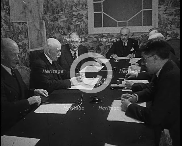 Philippe Petain, Chief of State of Vichy France, and Other Government Members, 1940. Creator: British Pathe Ltd.