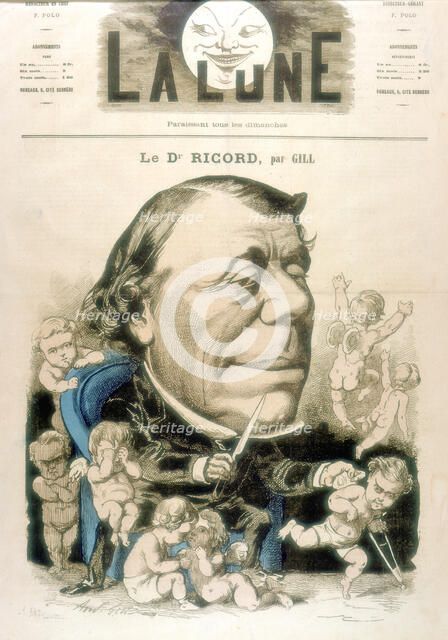 Philippe Ricord, French surgeon and venereologist, 1867. Artist: Andre Gill