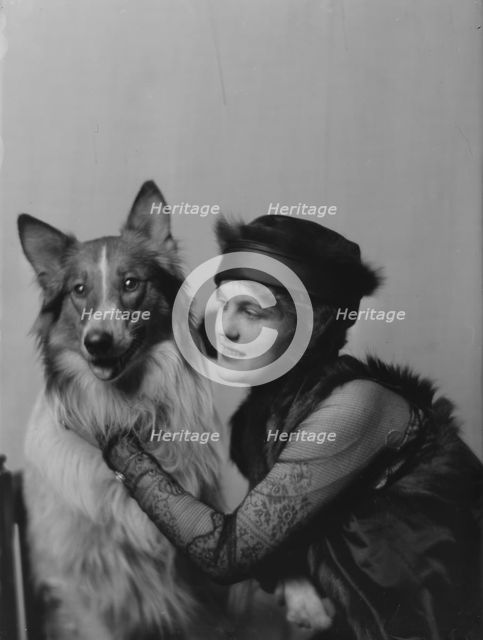 Phillips, Norma, Miss, with dog, portrait photograph, 1914 Nov. 28. Creator: Arnold Genthe.