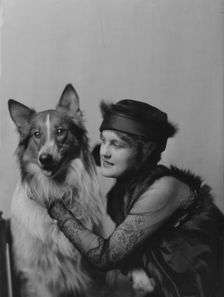 Phillips, Norma, Miss, with dog, portrait photograph, 1914 Nov. 28. Creator: Arnold Genthe