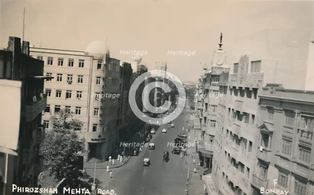 'Phirozshah Mehta Road, Bombay'.  Creator: Unknown.