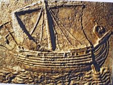 Phoenician trading ship, relief of 100 d.C. from Sidon (now Saida)