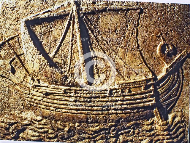 Phoenician trading ship, relief of 100 d.C. from Sidon (now Saida).