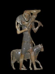 Phoenician bronze of a man with animals for sacrifice, 8th century BC
