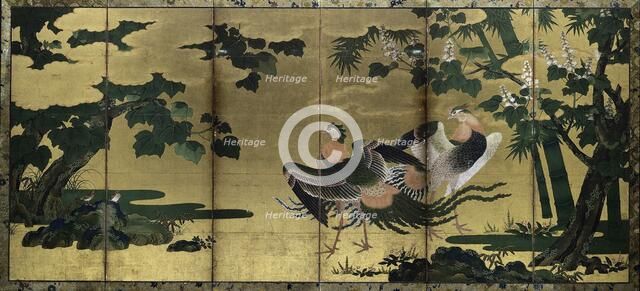 Phoenixes and Paulownia, late 1500s. Creator: Tosa Mitsuyoshi (Japanese, 1539-1613), attributed to.