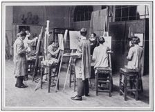Photo from The Sphere of a group of students painting the head and shoulders of a female..., c1925 Creator: Unknown