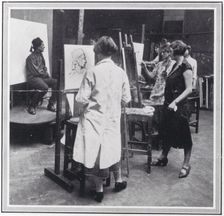 Photo from The Sphere of RA students painting an Italian subject in the Women's Life..., c1925. Creator: Unknown