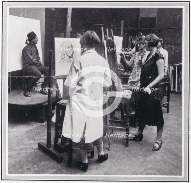 Photo from 'The Sphere' of RA students painting an Italian subject in the Women's Life..., c1925. Creator: Unknown.