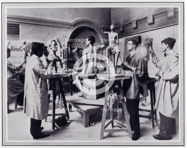 Photo from 'The Sphere' of the clay-modelling class at the L.C.C. Central School, c1925. Creator: Unknown.