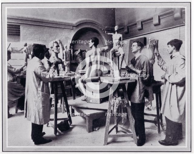 Photo from 'The Sphere' of the clay-modelling class at the L.C.C. Central School, c1925. Creator: Unknown.