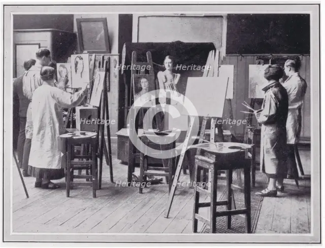 Photo from 'The Sphere' in the women's Large Life Room of a group of students working from..., c1925 Creator: Unknown.