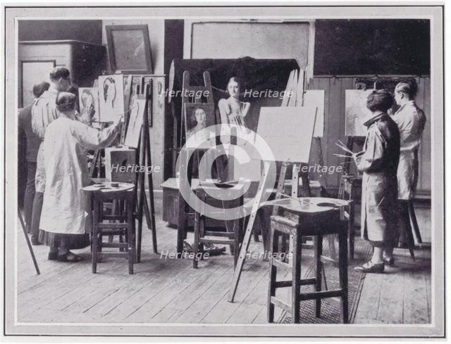 Photo from 'The Sphere' in the women's Large Life Room of a group of students working from..., c1925 Creator: Unknown.