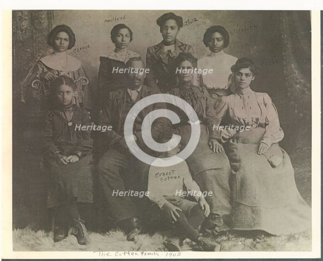 Photocopy of a portrait of the Cotten family, 1902; printed later. Creator: Unknown.