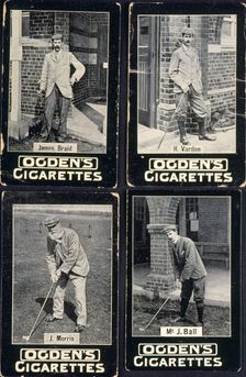 Photograph cards of golfers from Ogden's "General Interest Series F", 1903. Creator: Unknown