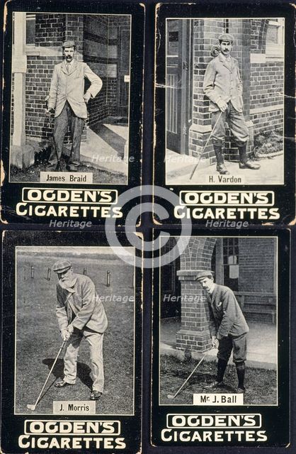 Photograph cards of golfers from Ogden's "General Interest Series F", 1903. Creator: Unknown.