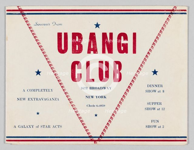 Photograph folder from the Ubangi Club, ca. 1942. Creator: Unknown.