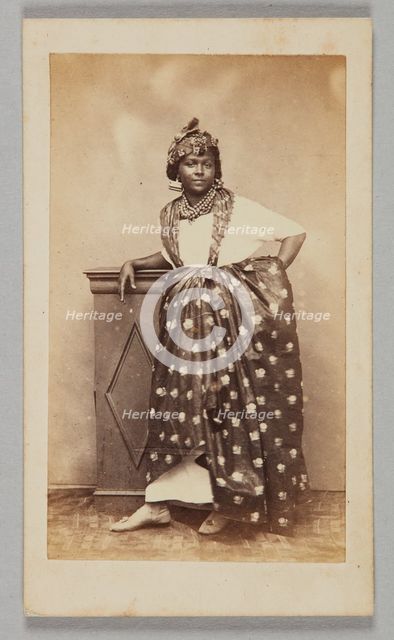Photograph of unidentified woman wearing French Antillean dress, 1860-1880. Creator: Unknown.