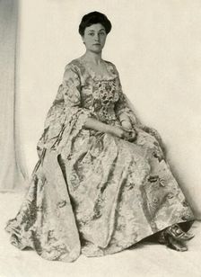 Photograph of a kincob brocade, with silk embroidered stomacher c1750, (1937). Creator: Unknown