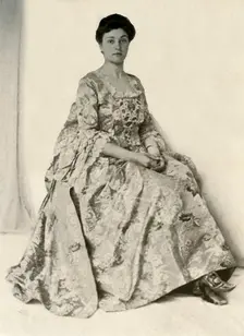 Photograph of a kincob brocade, with silk embroidered stomacher c1750, (1937). Creator: Unknown