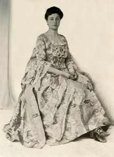 Photograph of a kincob brocade, with silk embroidered stomacher c1750, (1937). Creator: Unknown