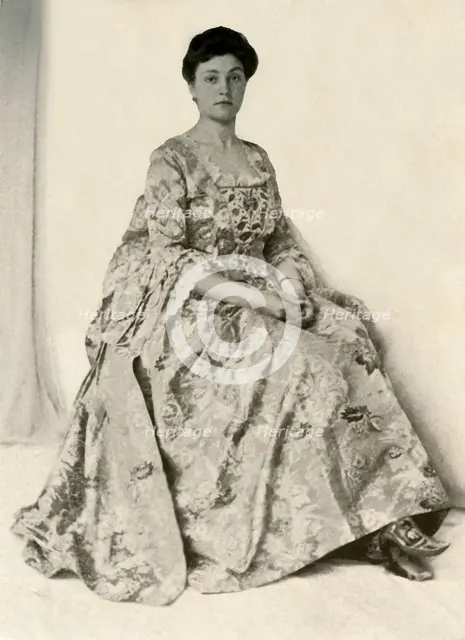 'Photograph of a kincob brocade, with  silk embroidered stomacher', c1750, (1937). Creator: Unknown.