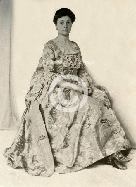 'Photograph of a kincob brocade, with  silk embroidered stomacher', c1750, (1937). Creator: Unknown.