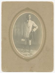Photograph of Amos Harper "off to school", ca. 1910. Creator: Lucius Harper