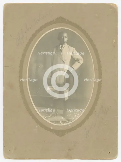 Photograph of Amos Harper "off to school", ca. 1910. Creator: Lucius Harper.