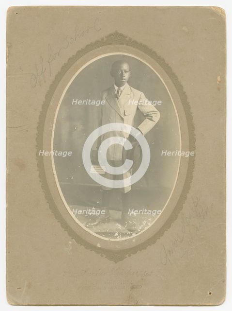 Photograph of Amos Harper "off to school", ca. 1910. Creator: Lucius Harper.