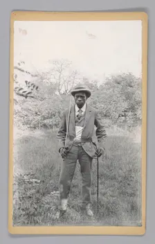 Photograph of an unidentified man holding a saber, ca. 1920. Creator: Unknown