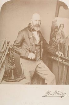Photograph of John Phillip at his Easel, c1858. Creator: Unknown