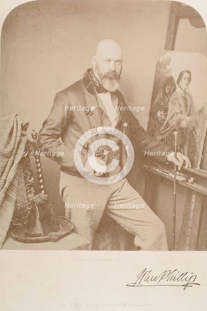 Photograph of John Phillip at his Easel, c1858. Creator: Unknown.