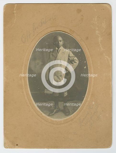 Photograph of Lucius Harper, Jr. "off to school", ca. 1910. Creator: Lucius Harper.
