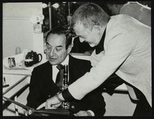 Photographer Denis Williams and Peanuts Hucko, Forum Theatre, Hatfield, Hertfordshire, 1980