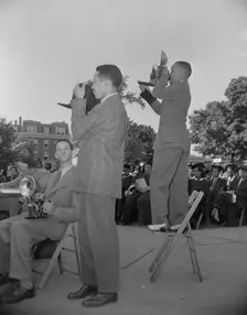 Photographers from the Negro press at Howard University commencement..., Washington, D.C, 1942. Creator: Gordon Parks