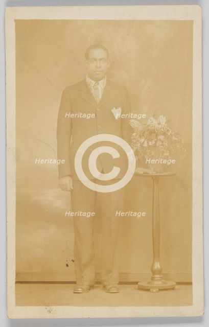 Photographic postcard of a man, 1926-1940s. Creator: Unknown.