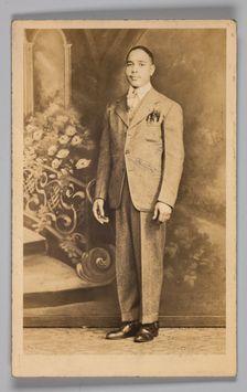 Photographic postcard of an unidentified man in a suit, 1926-1940s. Creator: Unknown