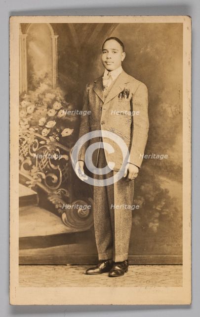 Photographic postcard of an unidentified man in a suit, 1926-1940s. Creator: Unknown.