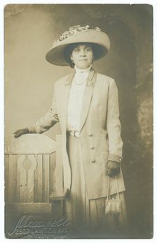 Photographic postcard of Dovie Wright Jordan, ca. 1917. Creator: Unknown