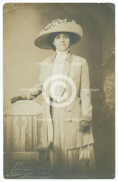 Photographic postcard of Dovie Wright Jordan, ca. 1917. Creator: Unknown.