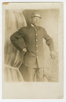 Photographic postcard of Pullman Porter, T.R. Joseph, ca. 1930s. Creator: Unknown