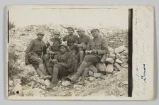 Photographic postcard of soliders in World War One at Verdun, July 2018. Creator: Unknown