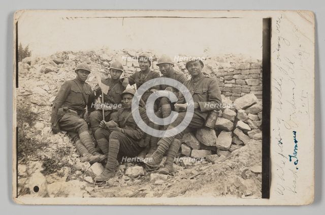 Photographic postcard of soliders in World War One at Verdun, July 2018. Creator: Unknown.