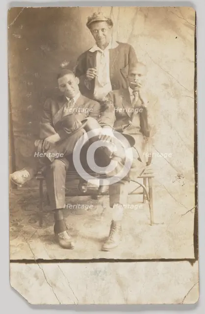 Photographic postcard of three unidentified men, 1904-1918. Creator: Unknown.
