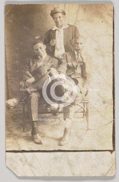 Photographic postcard of three unidentified men, 1904-1918. Creator: Unknown.