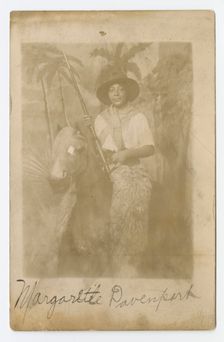 Photographic postcard portrait of Margarette Davenport in costume, early 20th century. Creator: Unknown