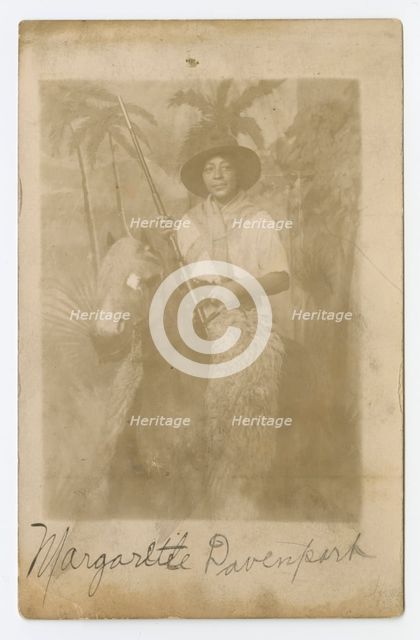 Photographic postcard portrait of Margarette Davenport in costume, early 20th century. Creator: Unknown.
